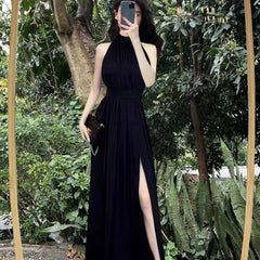 Womens Casual Sleeveless Halterneck Dress