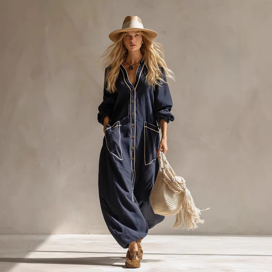 Solid-color Fashionable Casual Spring Womens Jumpsuit