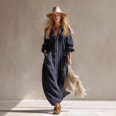 Solid-color Fashionable Casual Spring Womens Jumpsuit