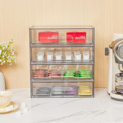 12.1in 30.7cm W Clear Stackable Storage Drawers,2 Pack Acrylic Plastic Organizers Bins For Makeup Palettes, Cosmetics, And Beauty Supplies,Ideal For Vanity, Bathroom,Cabinet,Desk Organization