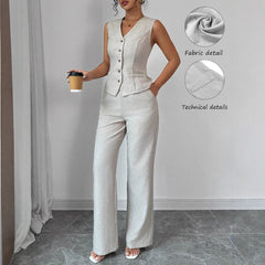 Commuter Sleeveless Vest Set Two-Piece Suit
