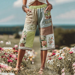 Womens Retro Floral Print Casual Shorts