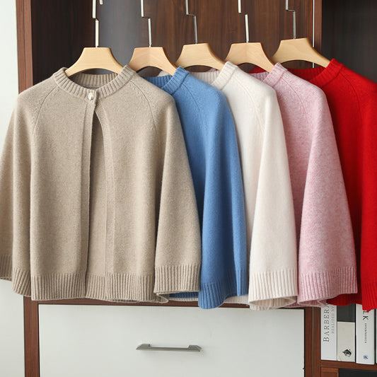 Wool Large Cape Warm Knitted Outerwear Cloak Shawl