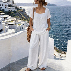 Women's Square-Neck Short-Sleeve Pantsuit