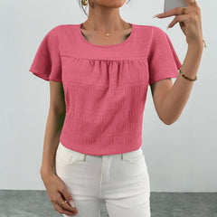 Short-sleeved Crew-neck Casual Yet Elegant Womens Top