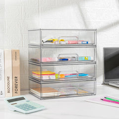 12.1in 30.7cm W Clear Stackable Storage Drawers,2 Pack Acrylic Plastic Organizers Bins For Makeup Palettes, Cosmetics, And Beauty Supplies,Ideal For Vanity, Bathroom,Cabinet,Desk Organization