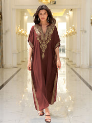 Rayon Embroidered Beach Sun Protection Clothing Dress Women