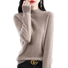 Womens Fashionable Versatile Loose-fitting Mock-neck Sweater