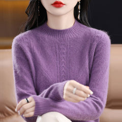 Womens Fashionable Versatile Loose-fitting Mock-neck Sweater