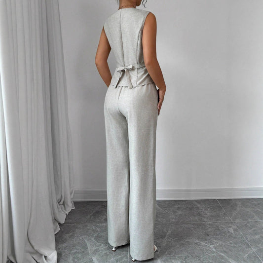 Commuter Sleeveless Vest Set Two-Piece Suit