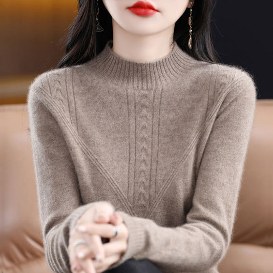 Womens Fashionable Versatile Loose-fitting Mock-neck Sweater
