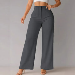 Womens Casual Solid-color Wide-leg Pants