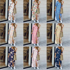 Lapel-collar Long Shirt Dress For Women