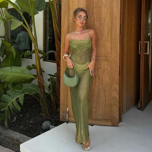 Womens Fashion Halter-neck Sexy Backless Dress