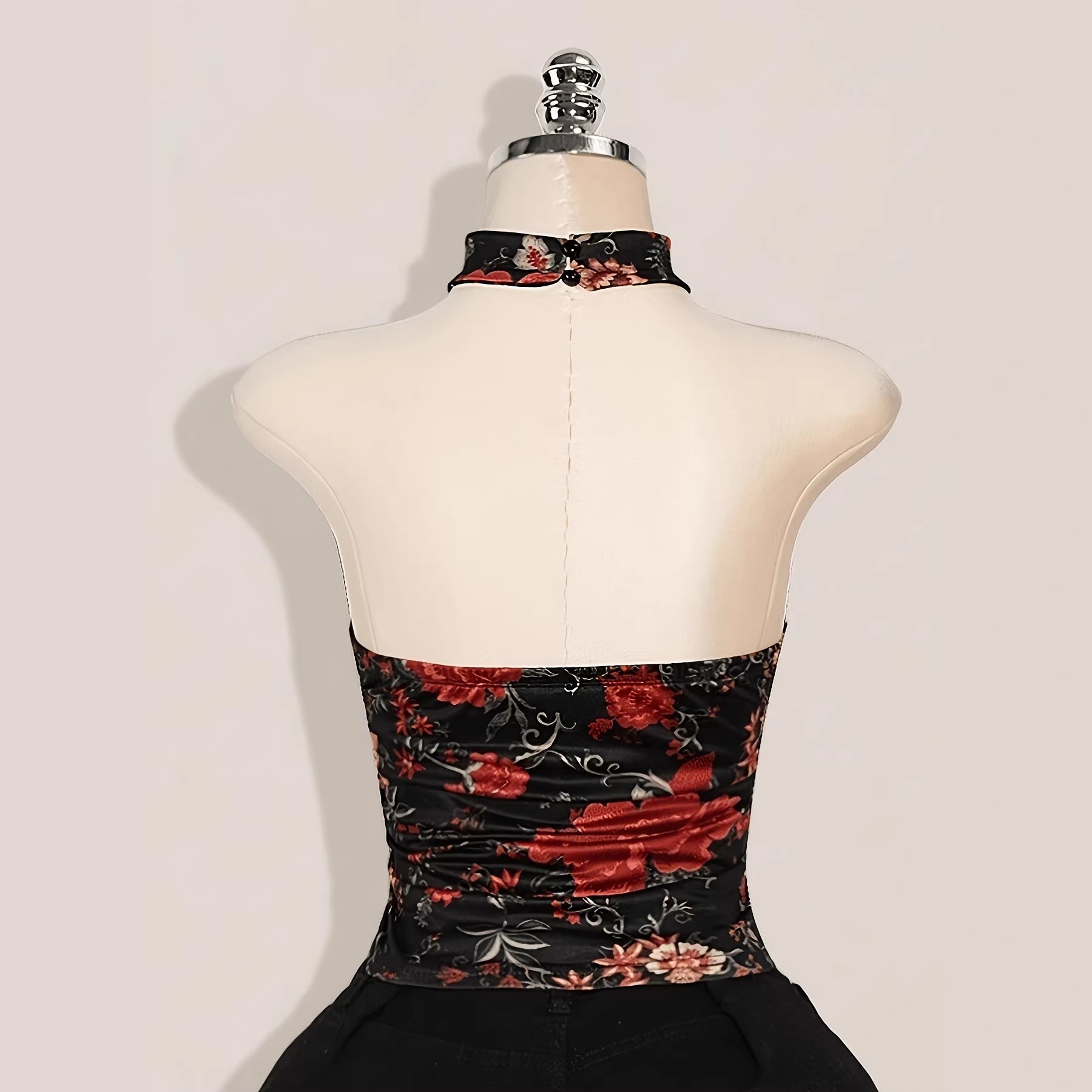 Y2K Retro Floral Print Halterneck Sleeveless Tank Top