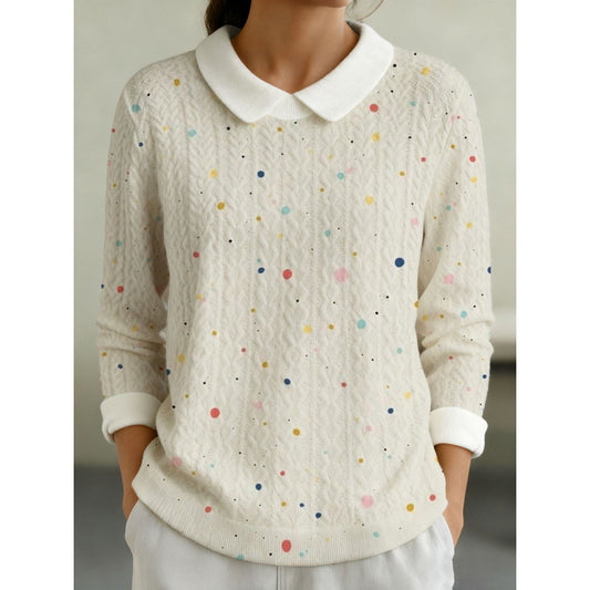 Womens Fashionable Printed Lapel Long-sleeve