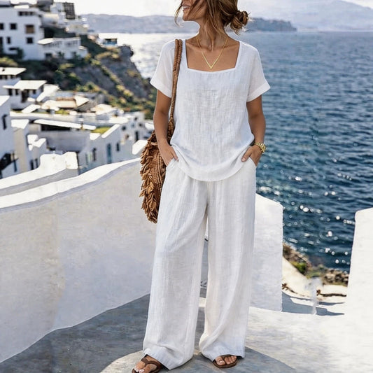 Women's Square-Neck Short-Sleeve Pantsuit