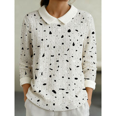 Womens Fashionable Printed Lapel Long-sleeve