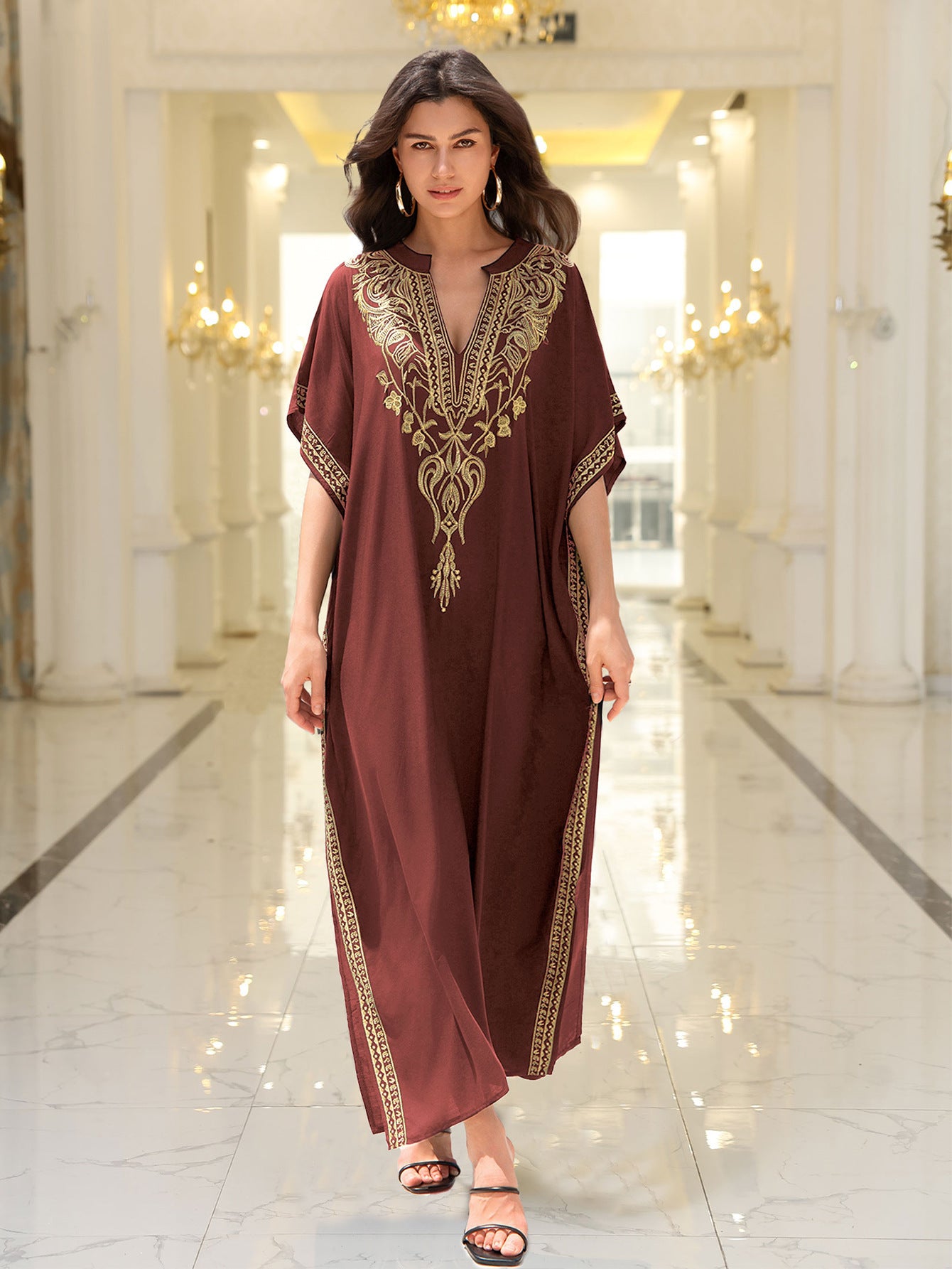 Rayon Embroidered Beach Sun Protection Clothing Dress Women