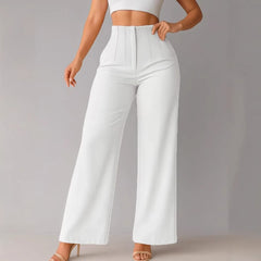 Womens Casual Solid-color Wide-leg Pants