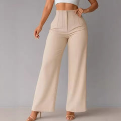 Womens Casual Solid-color Wide-leg Pants