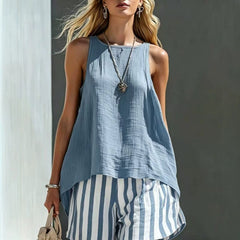 Solid Color V-Neck Long-Sleeve Shirt Womens Loose-Fitting Button-Up Top
