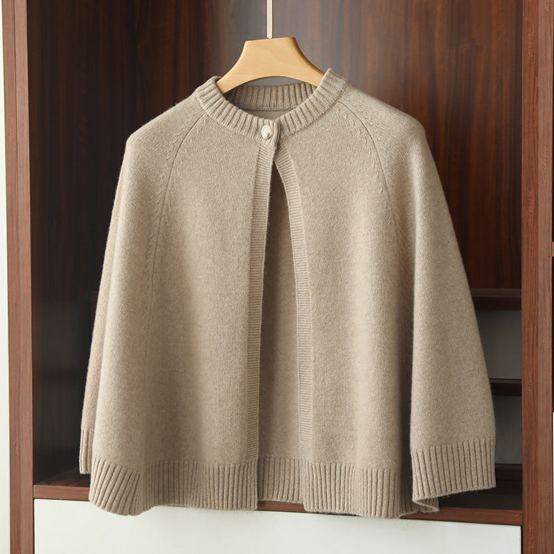 Wool Large Cape Warm Knitted Outerwear Cloak Shawl